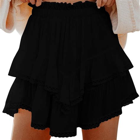 Black for Women Mini Little Loose Fit Elegant Mesh Tiered Basic Skorts ...