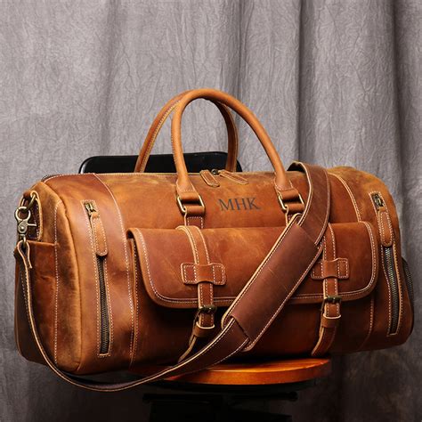 Personalized Mens Travel Bag Full Grain Leather Duffel Bag - Etsy Canada