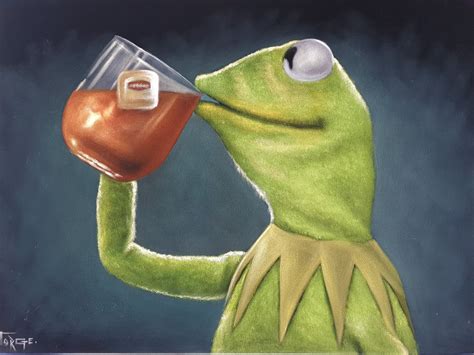 Kermit the Frog Drinking Tea Meme : Original Oil Painting on - Etsy