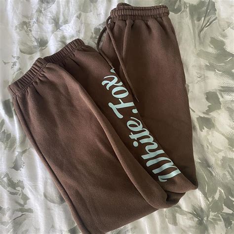 White fox brown sweat pants - size small - really... - Depop