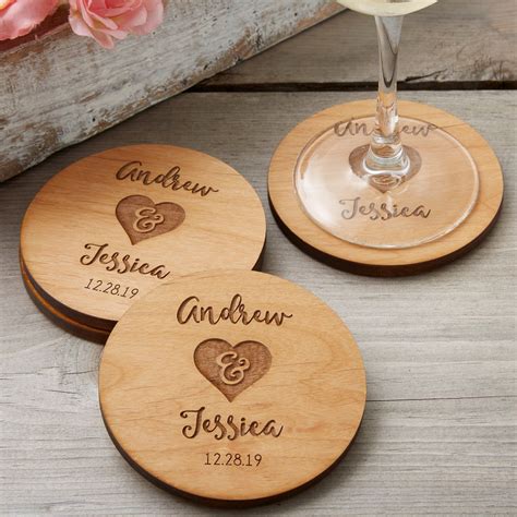 Rustic wedding party favors personalized coasters engraved etsy – Artofit