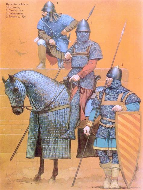 Some Byzantine (eastern Romans) soldiers. Cavalry and infantry. Cavalry ...