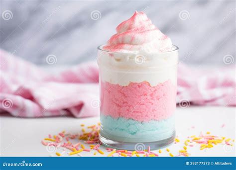 Cotton Candy Flavored Milkshake in a Clear Glass Layer Jar Stock Image - Image of dessert, clear ...