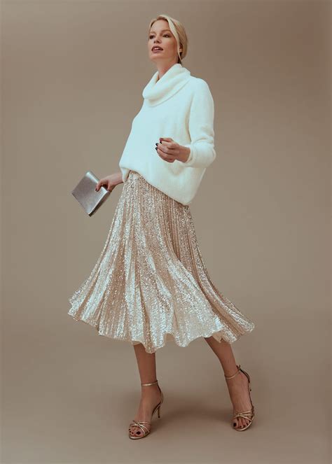 Celeste Sequin Pleat Skirt | Phase Eight UK