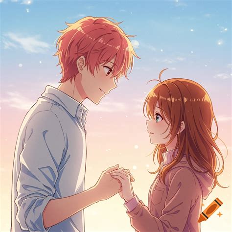 Anime couple, strawberry haired boyfriend and brown haired girlfriend ...