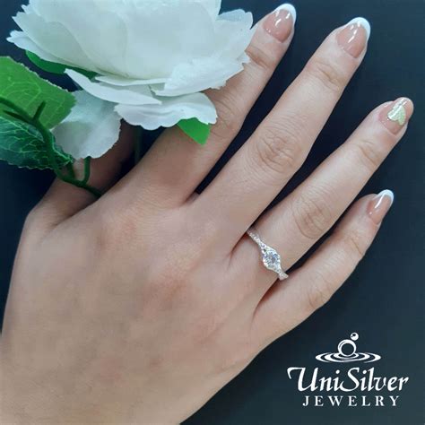 Unisilver 925 Sterling Silver Solitaire Stone Engagement Ring (RS558 ...