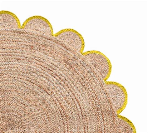 4x4, 5x5, 6x6,feet Natural Jute Scallop Round Rug, Floor Scalloped Edge ...
