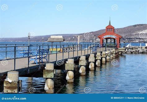 Late Winter Stroll on the Boardwalk on Seneca Lake Harbor Editorial Photo - Image of depth ...