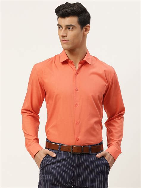 Men's Cotton Orange Classic Formal Shirt - Sojanya | Shirts, Formal ...