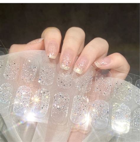 Sparkle Gel Nail Polish Strips: Transparent Nail Stickers - Etsy
