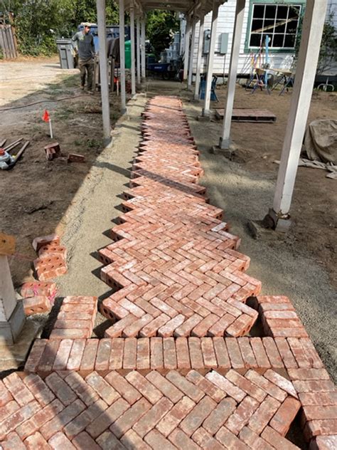 Herringbone Pattern Brick Patio at Sarah Scoggins blog