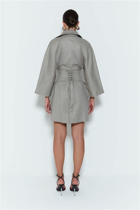 VESTIDO MIDI CAMISA COM DECOTE V CINZA - Zen Oficial