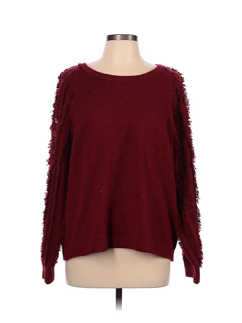 1.State Solid Maroon Red Pullover Sweater Size L - 75% off | thredUP