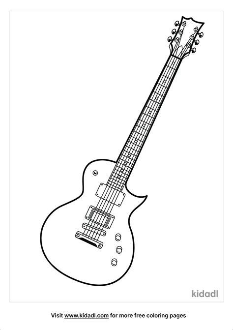 Guitar Electric Coloring Pages Bass Drawing Drawings Kids Color Easy ...