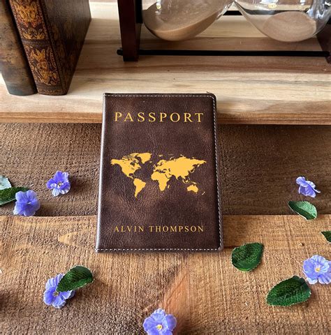Personalized Name Engraved Leather Passport Holder, Custom Passport Cover for Traveler Gift Idea ...