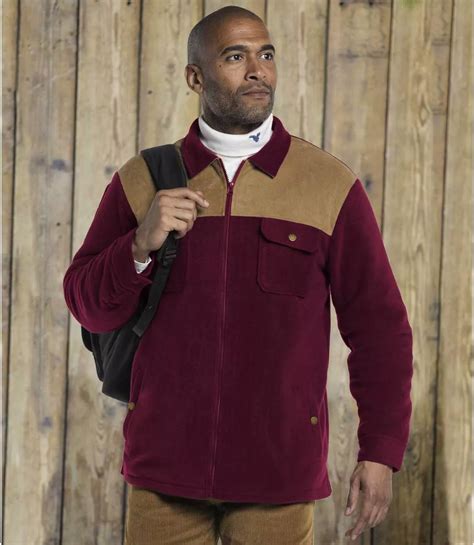 Men's Burgundy Sherpa-Lined Fleece Jacket | Atlas For Men