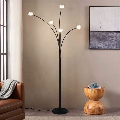 Latitude Run® Orion 74" Modern LED 5-Arm Arc Floor Lamp With Metallic ...