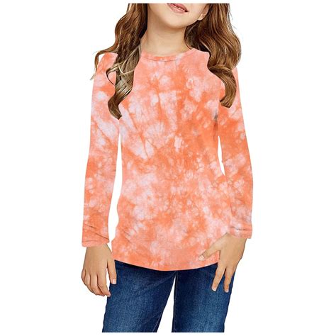 Girls Graphic T shirt Long Sleeve Tie Dye Shirts Cute Crewnecks Tops ...