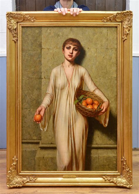 Arthur Hill - Oranges - 19th Century Neoclassical Portrait Oil Painting of Young Roman Girl For ...