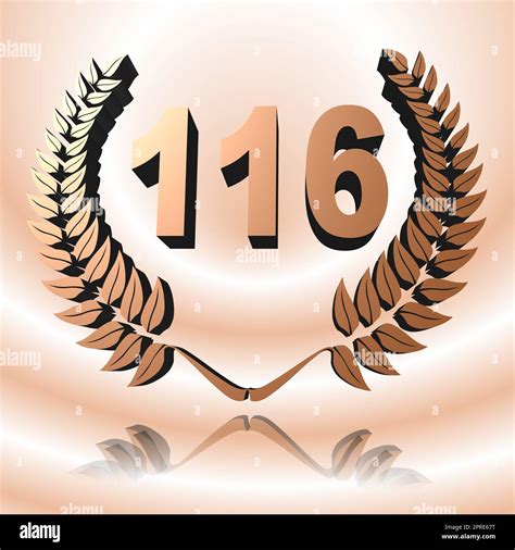 Number 116 with laurel wreath or honor wreath as a 3D-illustration, 3D ...