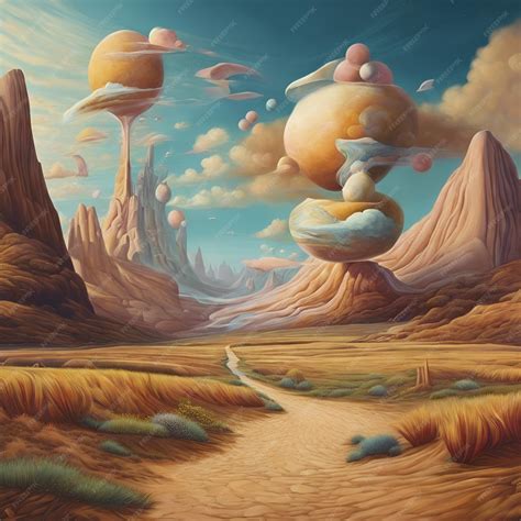 Premium Photo | Surrealist paintings depicting dreamlike landscapes and ...