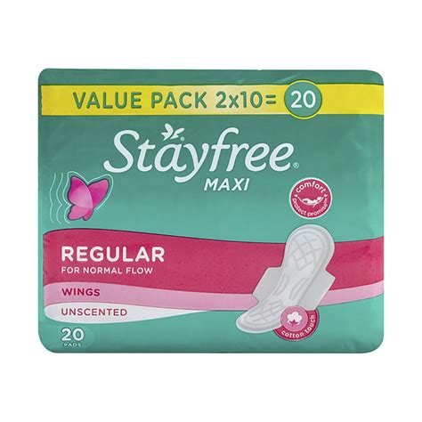 Stayfree Maxi Regular Wings Unscented 20 Pads - Med365