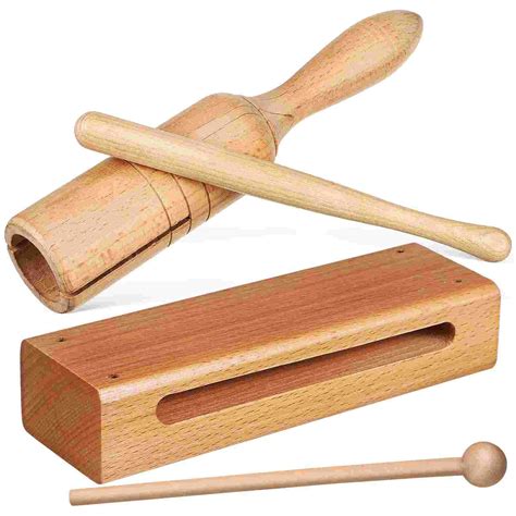 2-Sets-Wood-Block-Percussion-Instrument-Rhythm-Wooden-Beaters-Musical ...