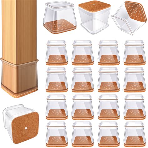 "32 Pack Chair Leg Protectors, Rectangle Pads, Silicone Caps for ...