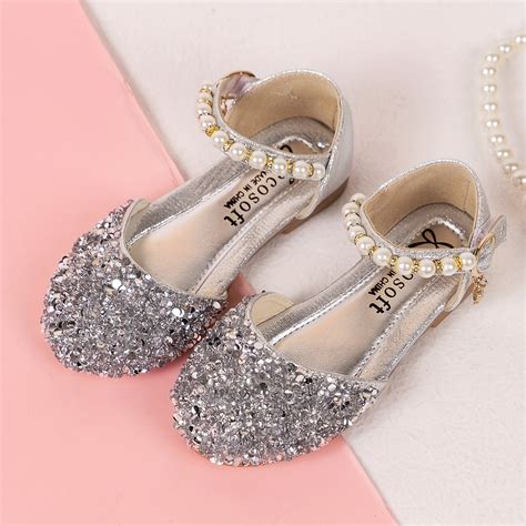 Girls Glitter Dress Shoes Low Heel Princess Party Wedding - Temu United ...