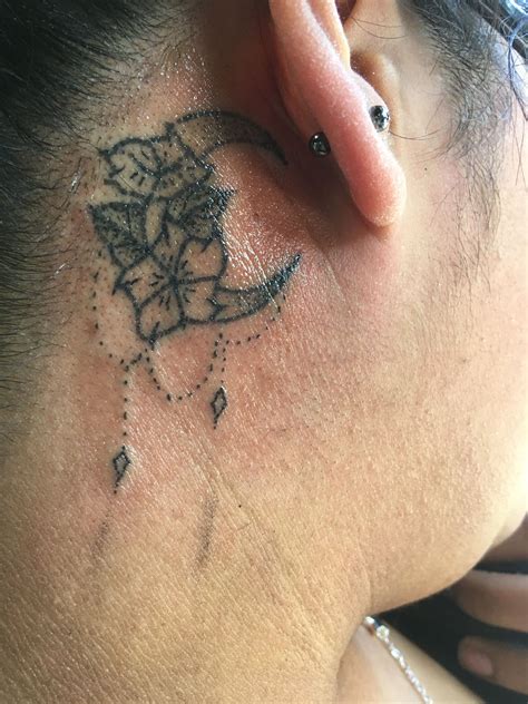 Moonflower Crescent Moon Tattoo | Crescent moon tattoo, Ear tattoo, Tattoos