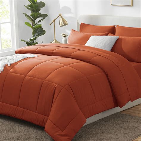 Amazon.com: CozyLux Burnt Orange Comforter Set King 7 Pieces Burnt ...