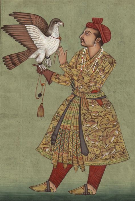 Imperial Mughal Painting Handpainted Akbar Falcon Indian Moghul ...