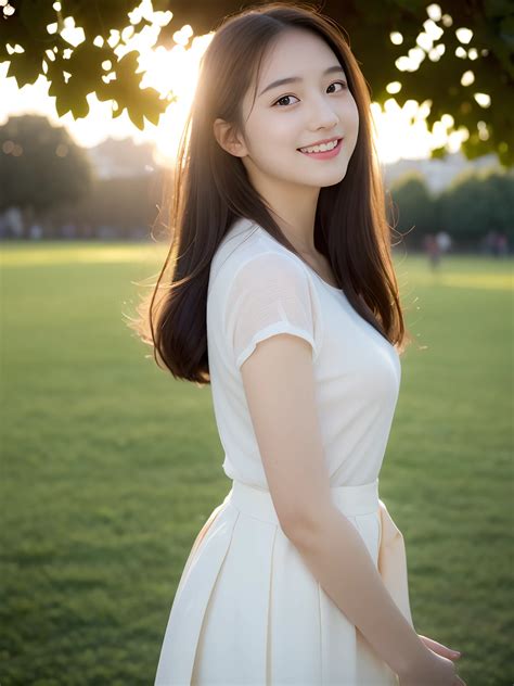 A close up of a woman in a white dress standing in a field - SeaArt AI