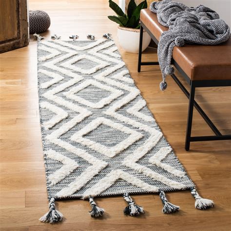 SAFAVIEH Kenya Arline Geometric Wool Runner Rug, Teal/Ivory, 2'3" x 8 ...