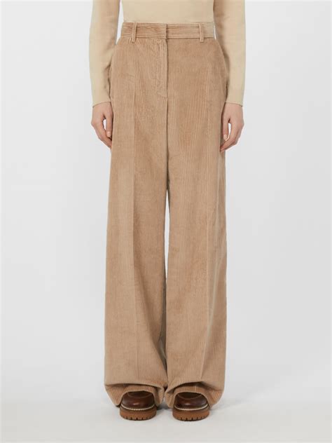 Wide-leg corduroy trousers, sand | Weekend Max Mara