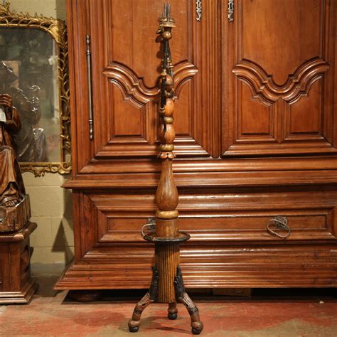 17th Century Italian Carved Painted Seven-Arm Forged Floor Lamp ...