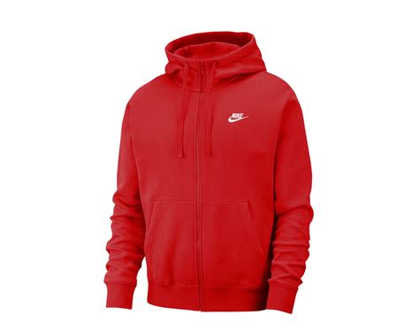 Nike - Nike Sportswear Club Full-Zip Fleece Red/White Men's Hoodie ...