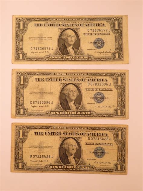 Series 1935 G US $1 Bill Silver Certificate Blue Seal CIRCULATED LOT OF ...