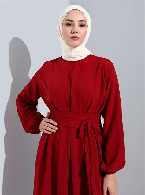 Burgundy - Modest Dress