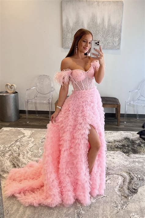 Pink tulle long prom dress pink evening dress – Artofit