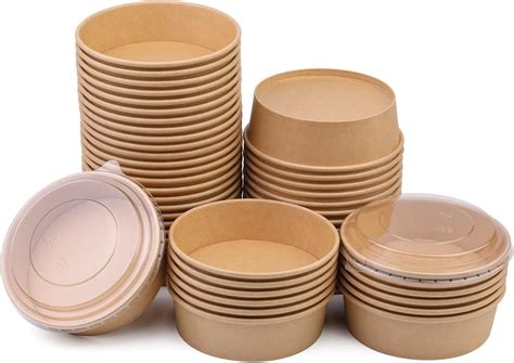 Amazon.com: Prgery 17OZ Paper Bowls, 50 Pack Paper Salad Bowls with ...
