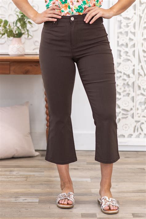 YMI Brown Hyperstretch Cropped Flare Pants · Filly Flair