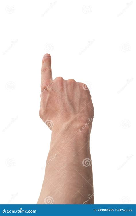 Man Hand Pointing with Right Index Finger Isolated on White Stock Image ...