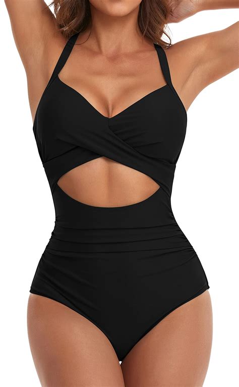 Eomenie Women's One Piece Swimsuits Tummy Control Cutout High Waisted ...