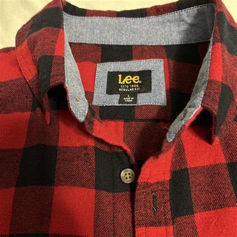 Lee red and black flannel shirt - soft fabric... - Depop