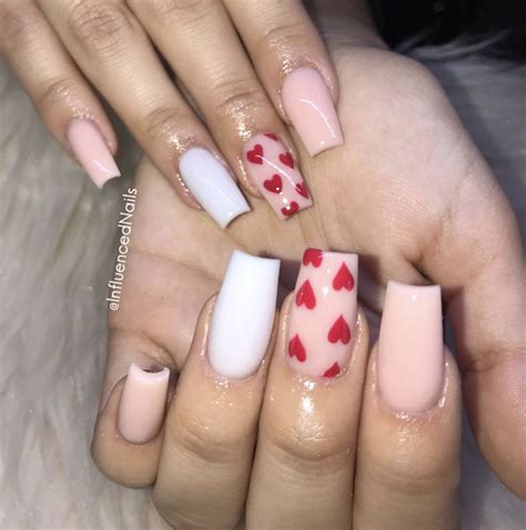 VDay Nails|Hearts|Nail Art|Acrylic Nails |Valentine’s Day | Valentine's ...