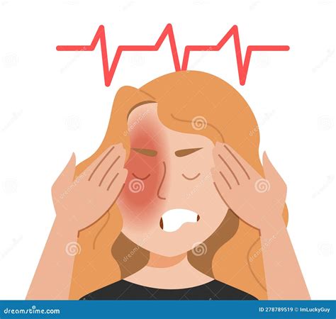 Woman Suffering from Throbbing or Pulsating Headache Stock Vector - Illustration of person, head ...