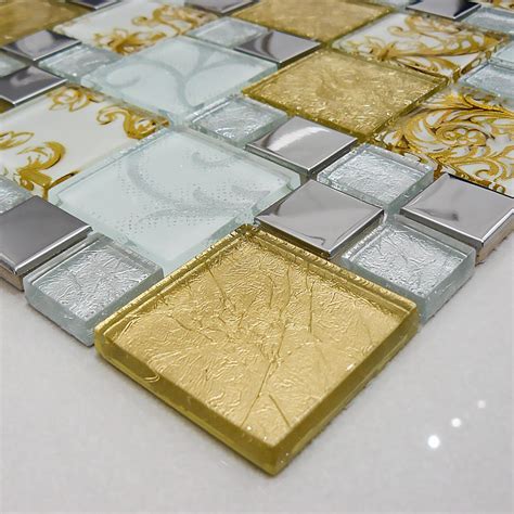Mosaic Tiles Sheet Onyx Gold Vintage Mix Squares 30cm X 30cm | Total ...