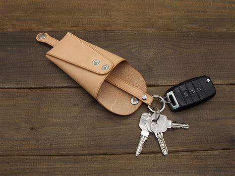 Handmade Key Case,leather Key Holder With Pull Strap,leather Key Pocket, Leather Car Key Case ...
