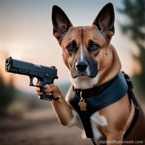 Dog Holding a Gun | Stable Diffusion Online